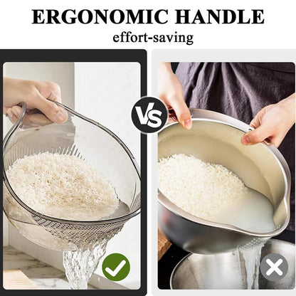 🍚💦50% OFF – Multipurpose Rice Washing Bowl Strainer with Handle – Wash, Rinse & Drain in 1 Bowl! | No More Messy Sinks | Kitchen Must-Have ✨