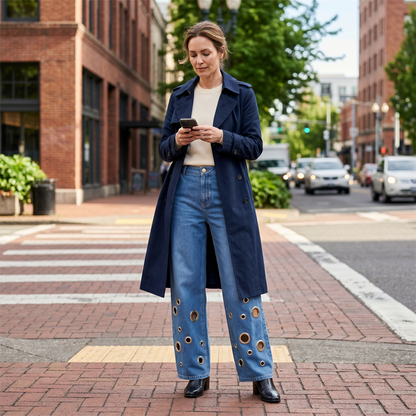 👖✨ Plus Size High Waist Stretch Straight Jeans – 50% OFF! Vintage wide leg, metal ring detail, button fly – all-season comfort for every body.