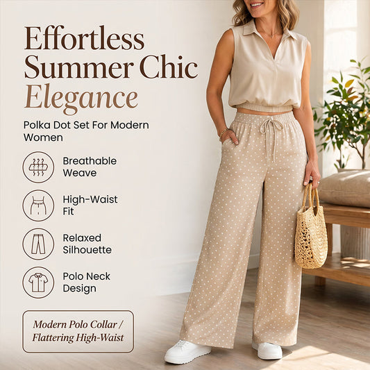 📢📢50% OFF !! ⏰Women's Summer Crop Top and Polka Dot Pants Set