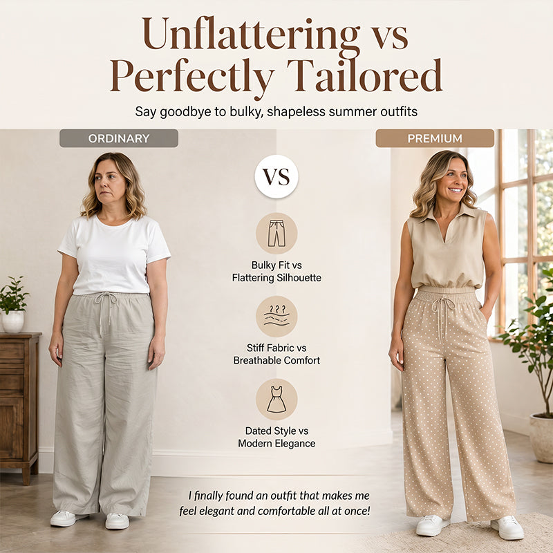 📢📢50% OFF !! ⏰Women's Summer Crop Top and Polka Dot Pants Set