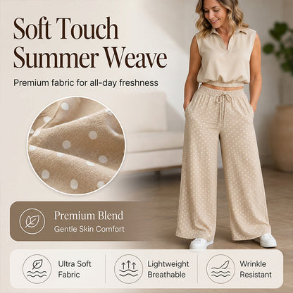 📢📢50% OFF !! ⏰Women's Summer Crop Top and Polka Dot Pants Set