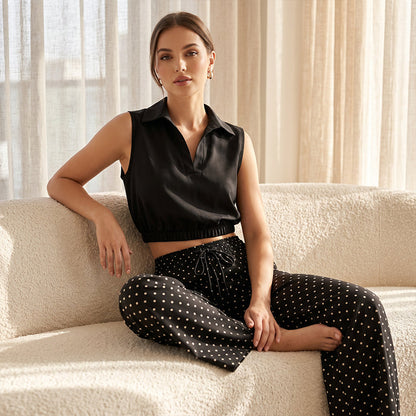 📢📢50% OFF !! ⏰Women's Summer Crop Top and Polka Dot Pants Set