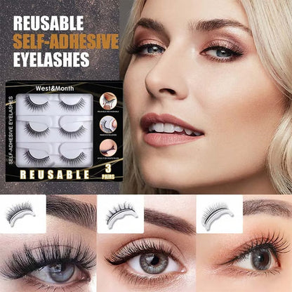 🎉 2026 Sale — Over 38600 Sold! 👁️Reusable Self-Adhesive False Eyelashes｜Glue-Free Natural Curly Press-On Lashes ✨