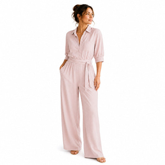 Women's Half Sleeve Wide-Leg Jumpsuit