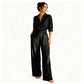 Women's Half Sleeve Wide-Leg Jumpsuit