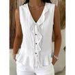 Women's Sleeveless Ruffle Trim V-Neck Top