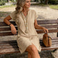 Women's Casual V-Neck Button-Down Shirt Dress
