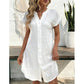 Women's Casual V-Neck Button-Down Shirt Dress