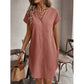 Women's Casual V-Neck Button-Down Shirt Dress