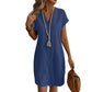 Women's Casual V-Neck Button-Down Shirt Dress