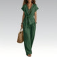 Women's Casual Tie-Waist Top and Wide-Leg Pants Set
