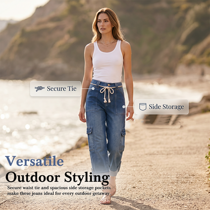👖 2026 Sale — Over 37,000 Sold! 🎒 Women's Casual Wide Leg Cargo Pants – Utility Pockets & Drawstring Waist 🌿