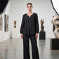 Women's V-Neck Long Sleeve Top & Pants Set