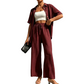 ⌛50% Off on the Last Day-Women's Short Sleeve Shirt & Wide-Leg Pants Set
