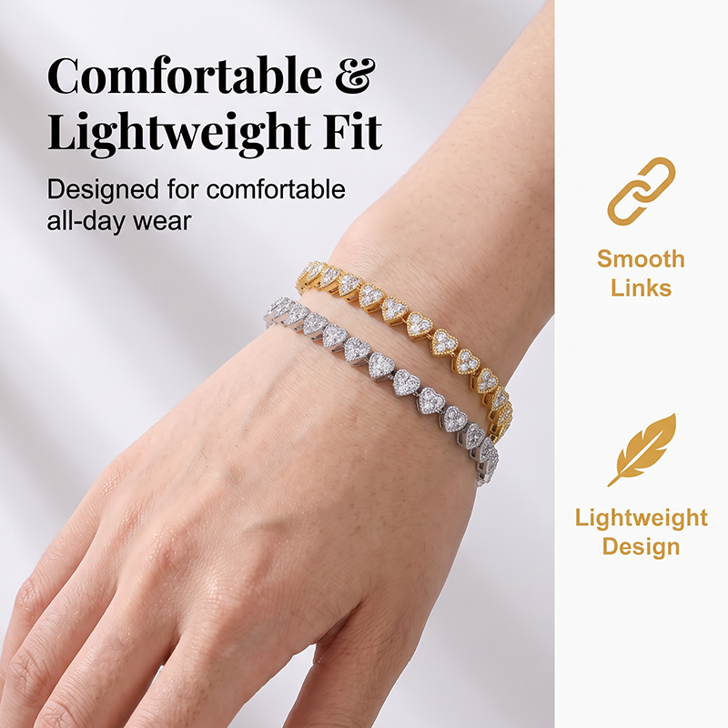 💥Limited BOGO💥✨Shiny Heart Link Bracelet Set – Elevate Day & Night Looks with Ease