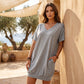 🌿 Relaxed-Fit V-Neck Dress with T-Shirt Comfort – Perfect for Casual Outings