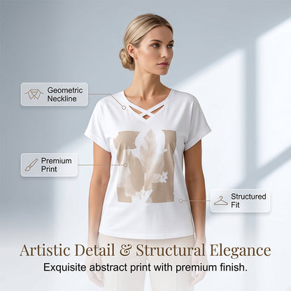 📢📢50% OFF !! ⏰Women Casual Two Piece Set V Neck Tee and Cropped Pants
