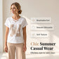 📢📢50% OFF !! ⏰Women Casual Two Piece Set V Neck Tee and Cropped Pants