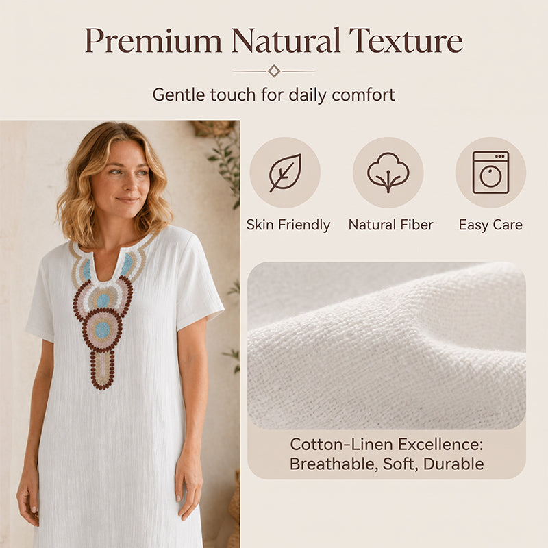 🌺🌊🌴 50% OFF! Embroidered maxi dress with slit – Summer elegance, absolute comfort.