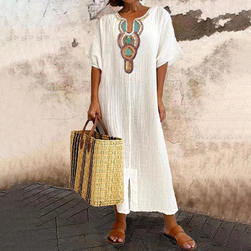 🌺🌊🌴 50% OFF! Embroidered maxi dress with slit – Summer elegance, absolute comfort.
