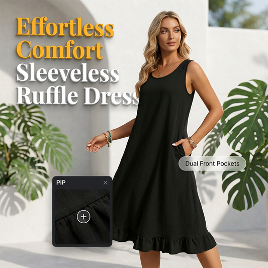 Women Casual Sleeveless Ruffle Dress