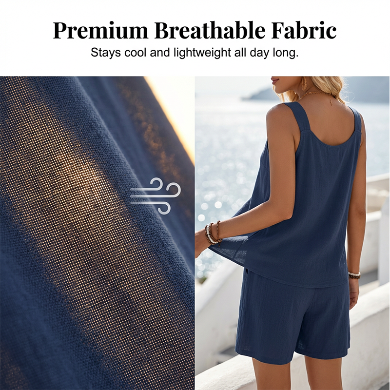 Casual Sleeveless Top and Shorts Lounge Set
