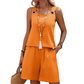 Casual Sleeveless Top and Shorts Lounge Set