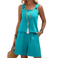 Casual Sleeveless Top and Shorts Lounge Set