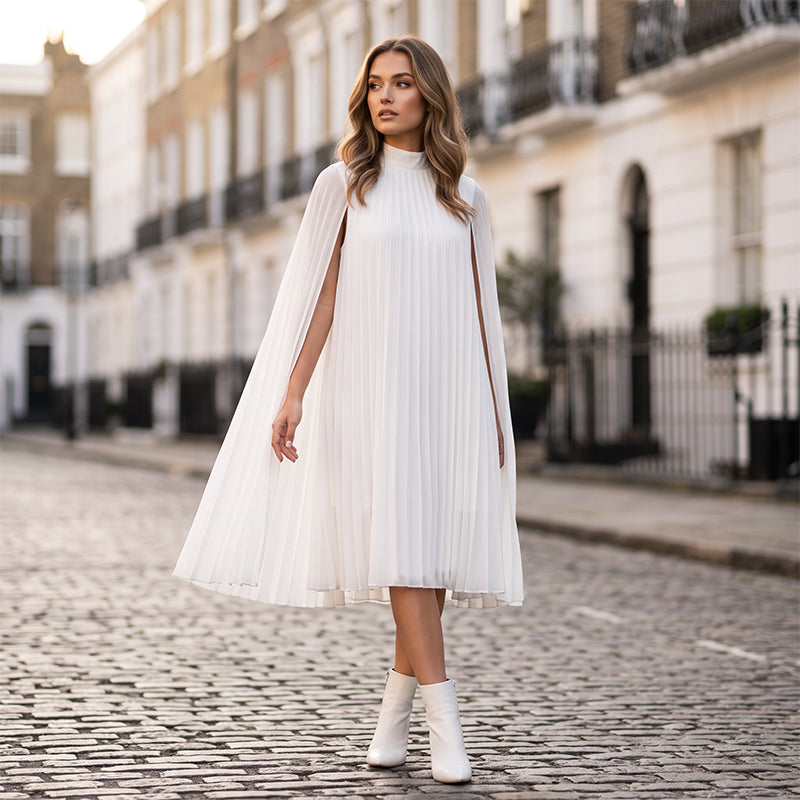 🏖️Summer Hot Sale - Up to 50% OFF⚡50K+ SOLD!🎁Women's Round-Neck Cape Sleeve Mini Dress
