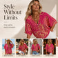 Women's V-Neck Boho Print Batwing Sleeve Top