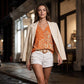 Women's V-Neck Boho Print Batwing Sleeve Top