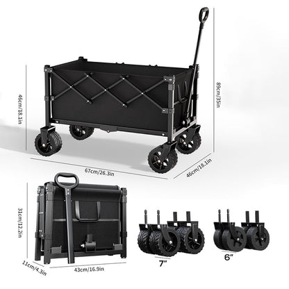 🎉 2026 Sale — Over 38,600 Sold! 🚜 Heavy Duty Collapsible Wagon Cart – All-Terrain Wheels, 130L Large Capacity, 1-Second Quick Fold ✨