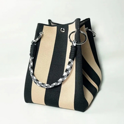 🏆👜 Limited Time - 50% OFF! ✨ Boho Striped Knit Bucket Handbag for Women – Handmade Summer Beach Shoulder Bag