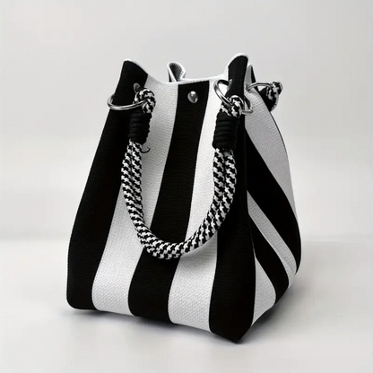 🏆👜 Limited Time - 50% OFF! ✨ Boho Striped Knit Bucket Handbag for Women – Handmade Summer Beach Shoulder Bag