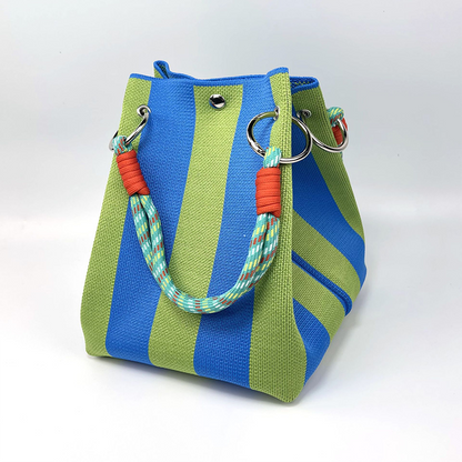 🏆👜 Limited Time - 50% OFF! ✨ Boho Striped Knit Bucket Handbag for Women – Handmade Summer Beach Shoulder Bag