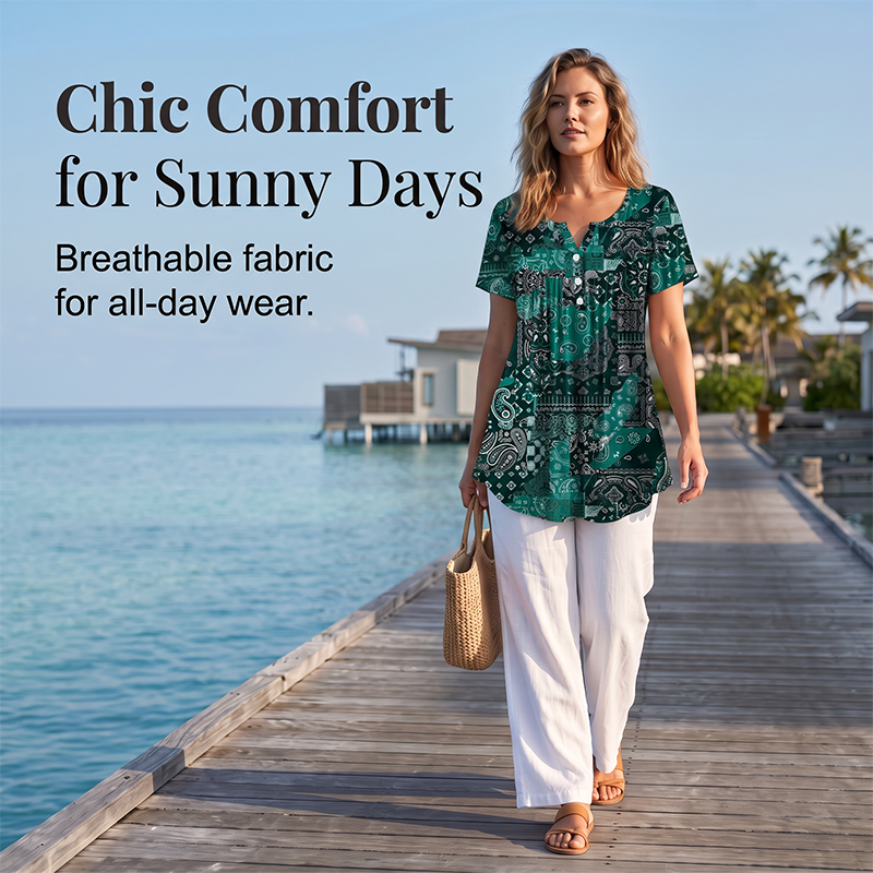 👚🌞Women's Casual V-Neck Top – Soft fabric, flattering fit & breathable – Perfect for summer days & effortless style ✨
