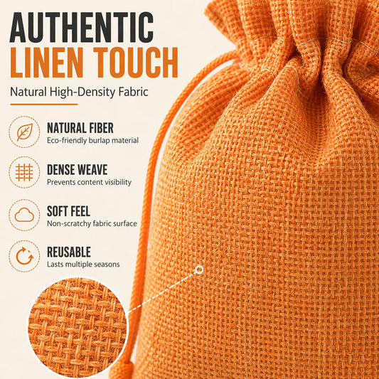 ⌛Limited-Time Offer-Halloween Drawstring Burlap Bags Spooky Face Treat Pouch