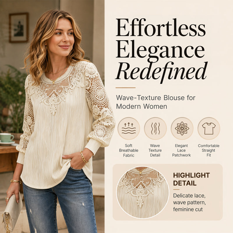 ✨Women's Elegant Lace Patchwork Top – Feminine Detail & Effortless Everyday Style🤍