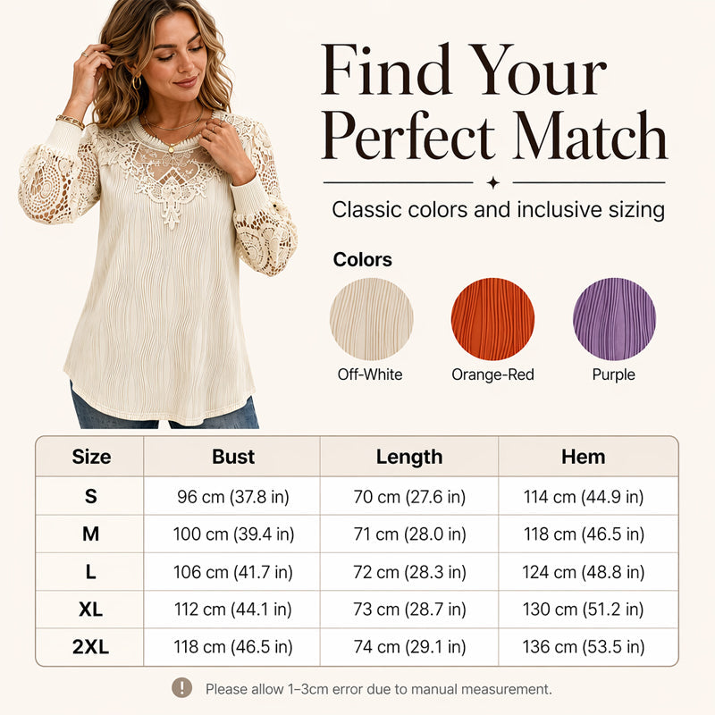 ✨Women's Elegant Lace Patchwork Top – Feminine Detail & Effortless Everyday Style🤍