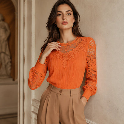 ✨Women's Elegant Lace Patchwork Top – Feminine Detail & Effortless Everyday Style🤍