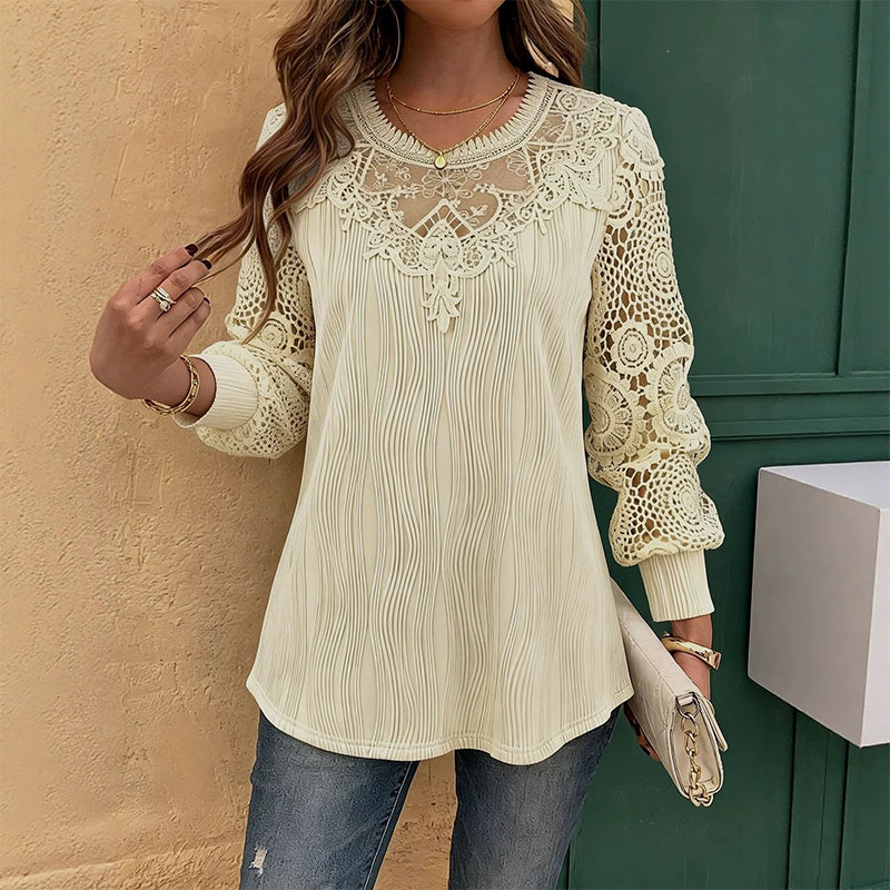 ✨Women's Elegant Lace Patchwork Top – Feminine Detail & Effortless Everyday Style🤍