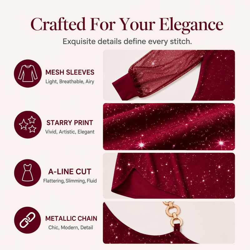 Women's Elegant Off-Shoulder Dress with Mesh Sleeves