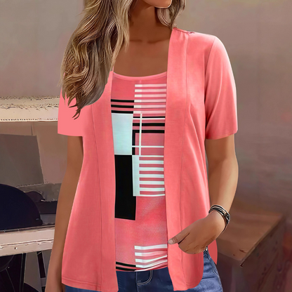 🌿Women's Color-Block Fake Two Piece Top