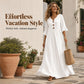 🌸 Flattering Flow | Women's V-Neck Button-Front Maxi Dress with Pockets