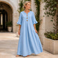 🌸 Flattering Flow | Women's V-Neck Button-Front Maxi Dress with Pockets