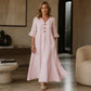 🌸 Flattering Flow | Women's V-Neck Button-Front Maxi Dress with Pockets