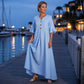 🌸 Flattering Flow | Women's V-Neck Button-Front Maxi Dress with Pockets