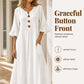 🌸 Flattering Flow | Women's V-Neck Button-Front Maxi Dress with Pockets