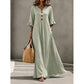 🌸 Flattering Flow | Women's V-Neck Button-Front Maxi Dress with Pockets