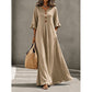 🌸 Flattering Flow | Women's V-Neck Button-Front Maxi Dress with Pockets
